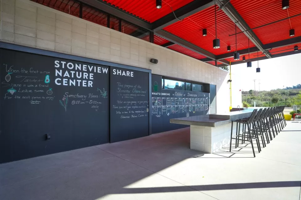 Chalkboard at Stoneview Nature Center park in Culver City, California.